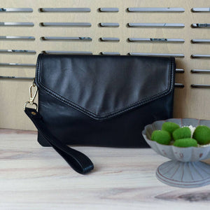 Baldwin Genuine Leather Wristlet Clutch Black