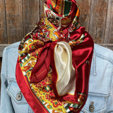 Red Mardi Gras Printed Western Southwestern Wild Rag Scarf Accent