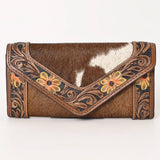 Hand-Tooled Leather & Hair-On Cowhide Western Clutch Bag