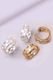 Checker Cutout Huggie Hoop Earrings - Matte Gold