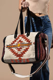 Handwoven Navajo Pattern Duffel Bag with Suede Straps — Acapulco