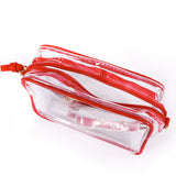 Bridget Clear Purse – Vegan Leather Trim & Straps in Red