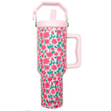 Whimsical Roses 38 oz Stainless Steel Tumbler in Light Pink