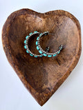 Western Turquoise-Color Stone Open Hoop Earrings, 1.75 Inch