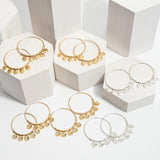 Flower Beaded Hoop Earrings – Worn Silver