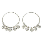Flower Beaded Hoop Earrings – Worn Silver