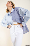 Mix and Match Stripe Long Sleeve Shirt Blue White