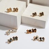 Leopard Print Texas State Stud Earrings Black Grey