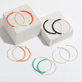 Beaded Wire Hoop Earrings – Orange
