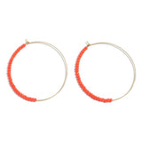 Beaded Wire Hoop Earrings – Orange