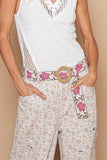 Pink Floral Print Buckle Belt