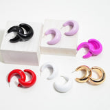 Acrylic Puff Hoop Earrings – White