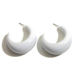 Acrylic Puff Hoop Earrings – White