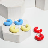 Thick Coated Hoop Earrings – Pastel Yellow