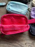 Nylon ID Pouch Wallet with Wristlet Strap Navy