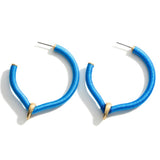 Blue Cord Hoop Earrings with Gold Accents