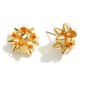 Gold Christmas Bow Earrings