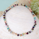 Shimmering Sea Multicolor Marbled Glass Bead Stretch Anklet
