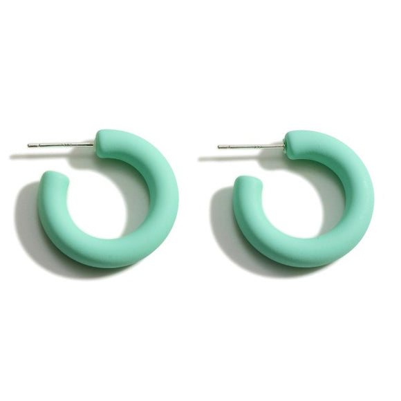 Green Matte Hoop Earrings