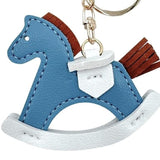 Do Everything In Love Vegan Leather Rocking Horse Key Ring Blue White