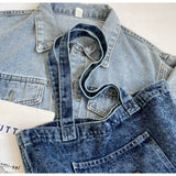 Dark Blue Washed Denim Shoulder Bag | Vintage Pocket Bag
