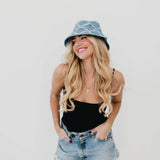 Diamond Print Bucket Hat – Blue