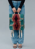 Cotton Wool Woven Teal Burgundy Tan Western Southwestern Aztec Backpack