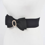 Rhinestone Bow Buckle Stretch Belt – Black