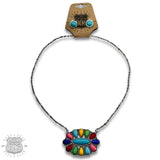 Oval Multicolor Stone Flower Necklace Earring Set