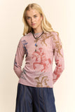 Running Horse Camo Printed Mesh Top — Dusty Pink