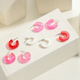 Resin Glitter Heart Huggie Hoop Earrings | White | Dainty Everyday Hoops