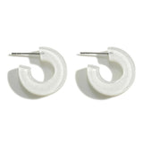 Resin Glitter Heart Huggie Hoop Earrings | White | Dainty Everyday Hoops