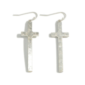 Metal Tone Cross Earrings