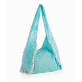 Jane Hobo Bag | Turquoise & White Bandana Print with Tassel Fringe