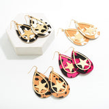 Fuchsia Pink Cow Print Leather Statement Earring With Gold Star Overlay