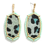 Hexagonal Animal Print Drop Earrings Green