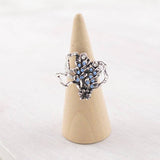 Rhinestone Bluebonnet Texas Cuff Ring - Silver