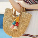 Twin Tassels Bag Charm Sky Blue