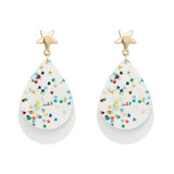 Layered Glitter Stars Dangle Drop Teardrop Earrings with Star accents