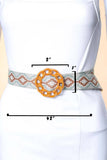 Boho Woven Belt with Round Chain Buckle Brown