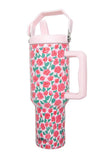 Whimsical Roses 38 oz Stainless Steel Tumbler in Light Pink