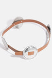 Western Concho Discs Vegan Leather Belt Brown Gold