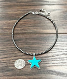 Navajo-Style Star Turquoise Pendant Necklace – Adjustable 15–20"