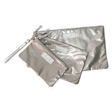 3-Piece Nylon Patent Pouch Set – Champagne Gold