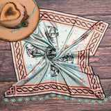 Bronc Rider Western Print Wild Rag Scarf | Mint & Blush | 36x36