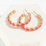 Stone Hoop Earrings Pink