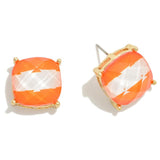Orange White Game Day Faceted Stud Earrings