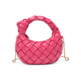 Nadia Woven Knotted Handle Purse Crossbody Bag Hot Pink