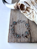 Western Shotgun Shell Turquoise Stone Linked Bracelet