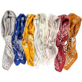 Western Cowgirl Boho Bandana Print Silky Feel Wild Rag Scarf Golden Yellow